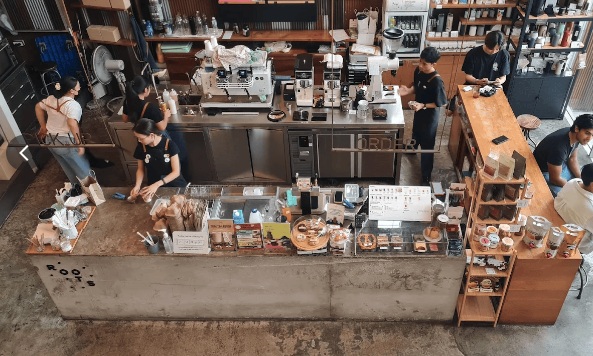 Roots Coffee interior atmosphere